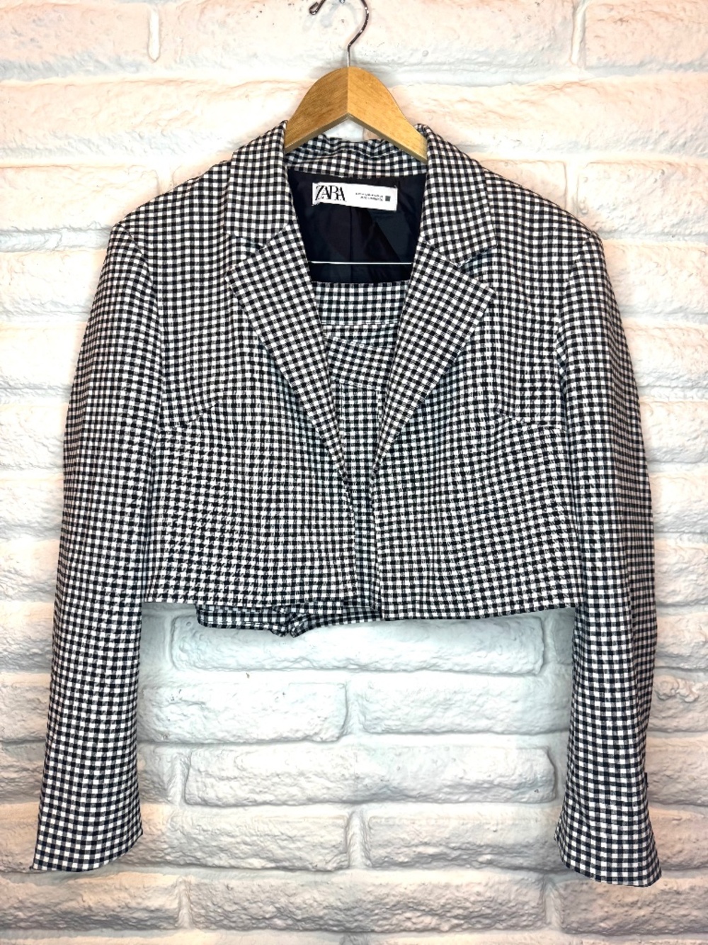Zara Black & White Cropped Blazer + Pleated Mini Skort